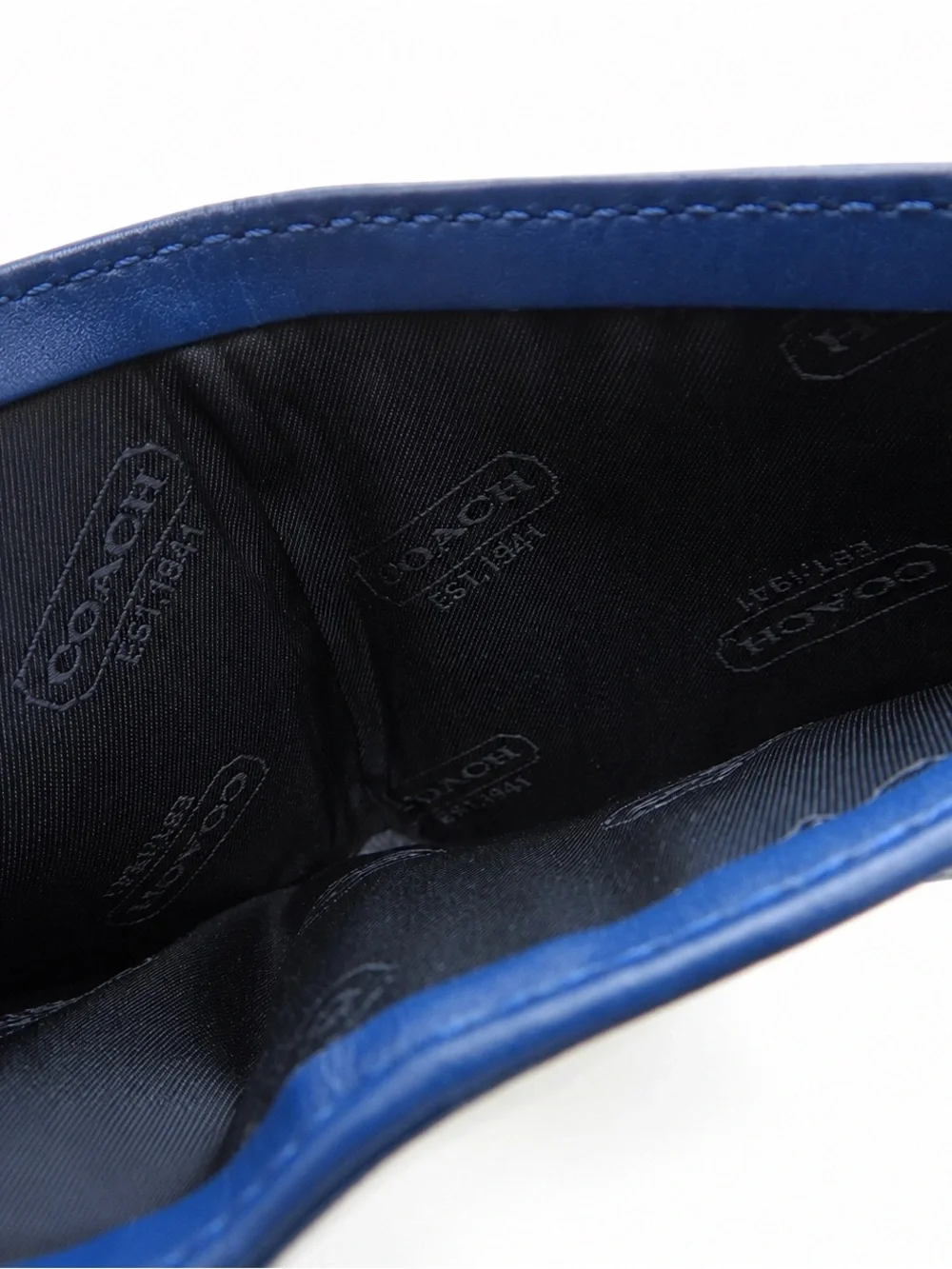Coach Men's Leather Card Holder Wallet in Deep Blue